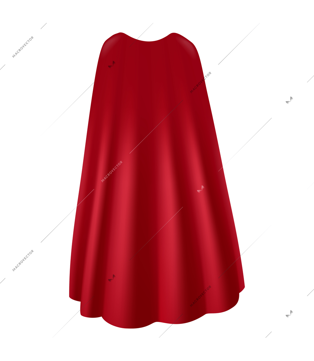 Realistic flowing red mantle back view vector illustration