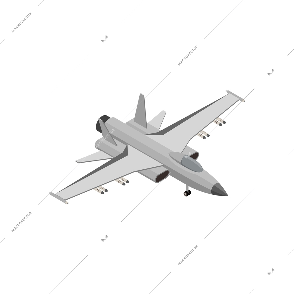 Military air forces isometric icon with boeing super hornet 3d vector illustration