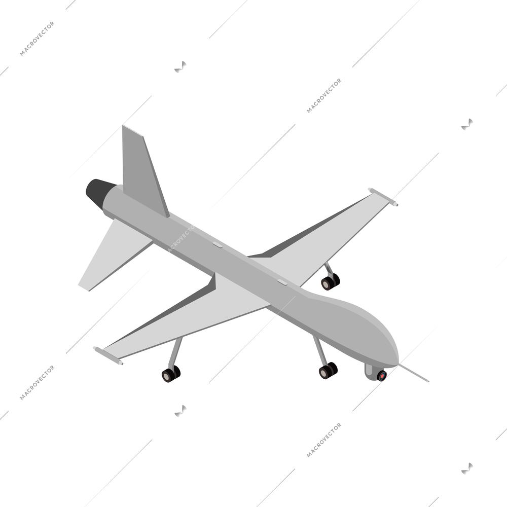 Military air forces isometric icon with z51 predator drone 3d vector illustration