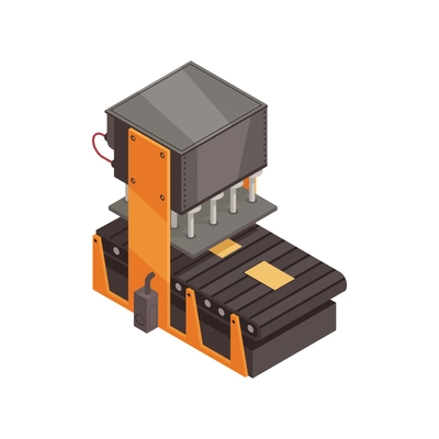 Automated factory machinery with assembly line isometric vector illustration