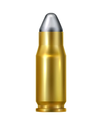 Realistic bullet cartridge for handgun vector illustration