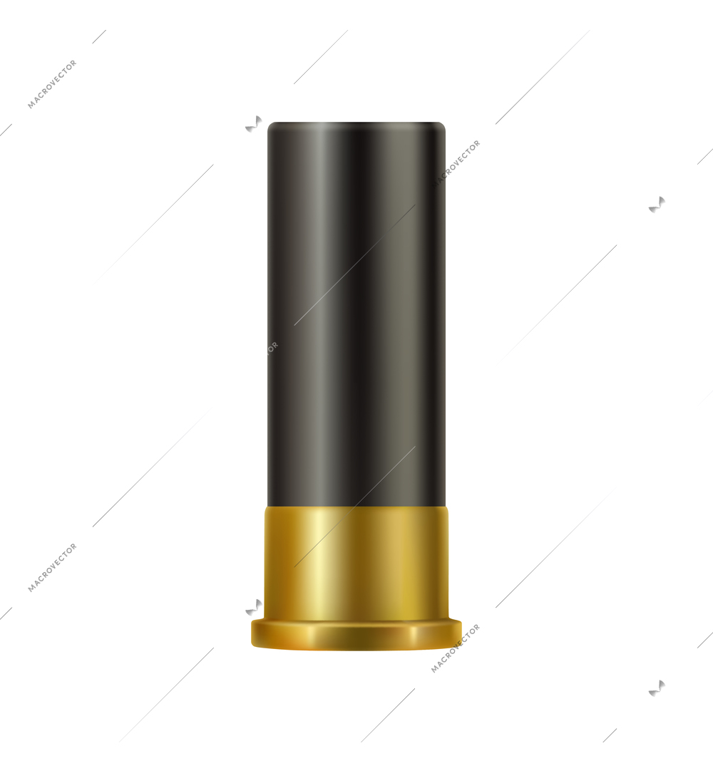 Realistic shotgun bullet in black and golden color vector illustration