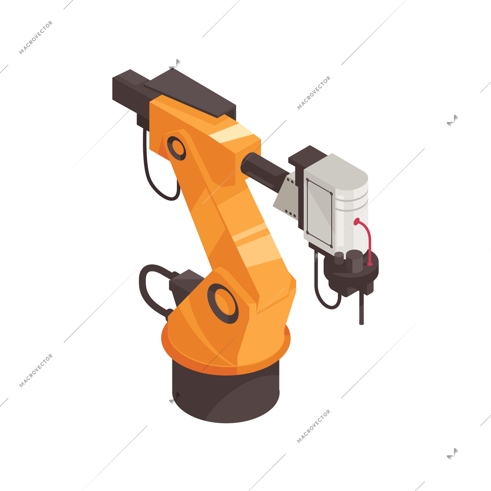 Isometric industrial automated factory robot 3d vector illustration