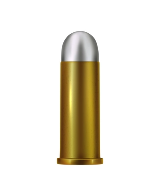 Pistol bullet on white background realistic vector illustration