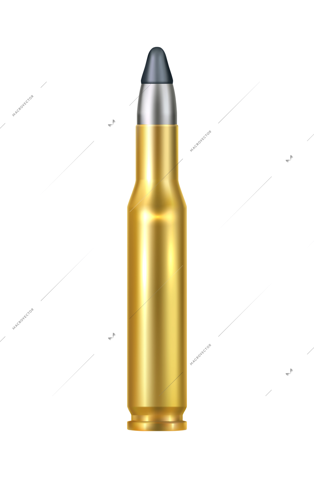 Realistic heavy caliber bullet cartridge vector illustration