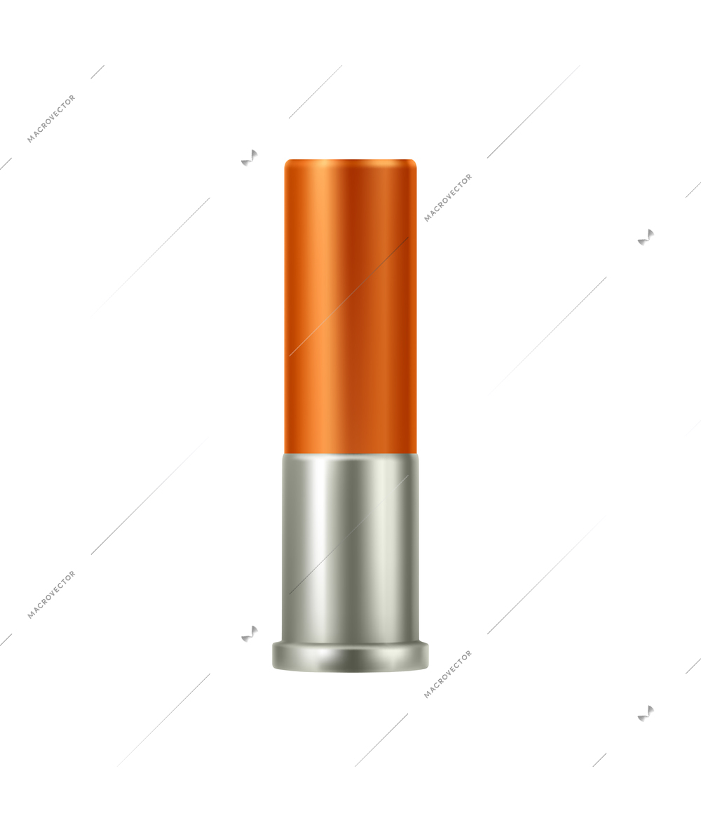 Realistic bullet cartridge for shotgun vector illustration