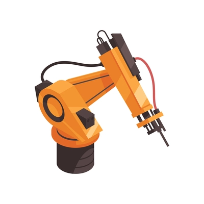 Isometric icon with automated factory robot on white background vector illustration