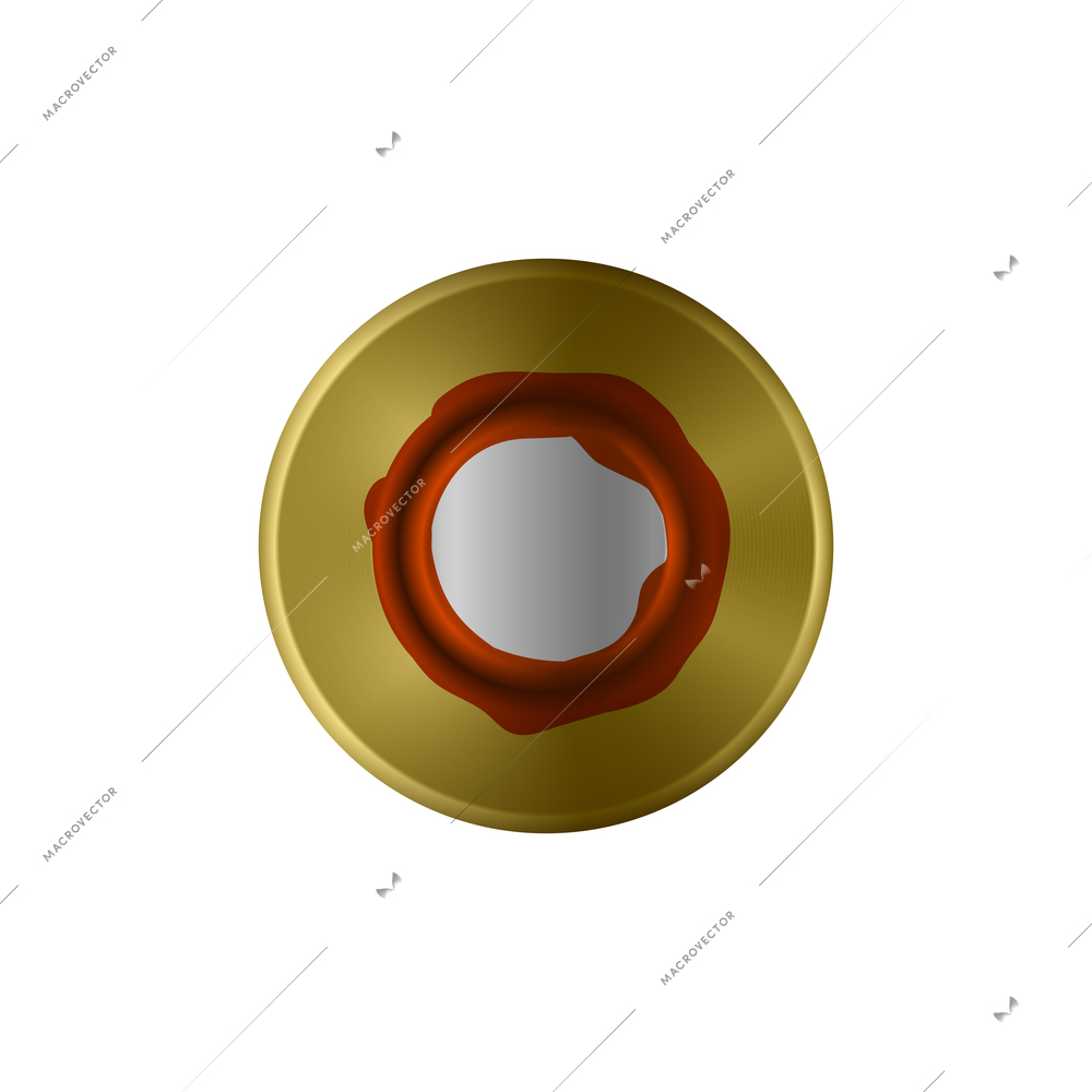 Bottom view of bullet cartridge realistic vector illustration