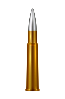 Realistic rifle bullet on white background vector illustration