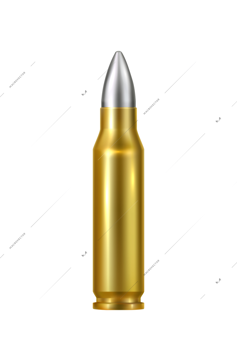 Rifle bullet cartridge realistic vector illustration