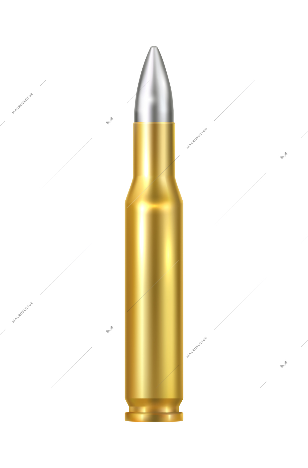 Realistic rifle shell on blank background vector illustration