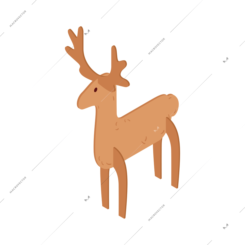 Isometric kids craft icon with cardboard deer 3d vector illustration