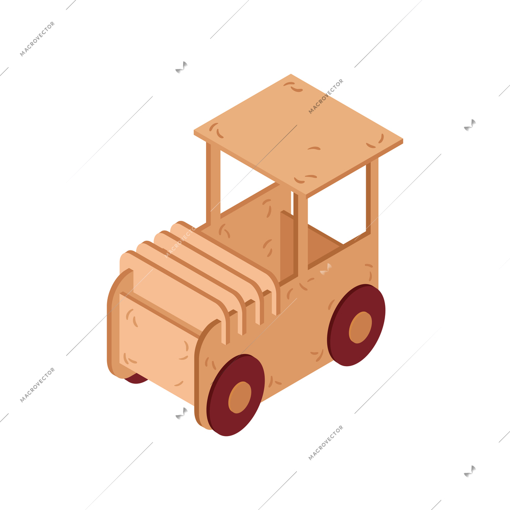 Cardboard car isometric icon 3d vector illustration
