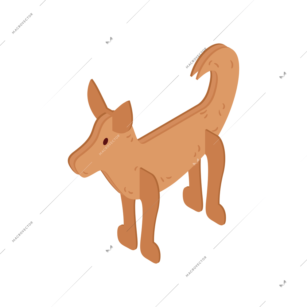 Children craft icon with cardboard dog isometric vector illustration