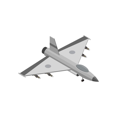 Military air forces isometric icon with f16 fighting falcon 3d vector illustration