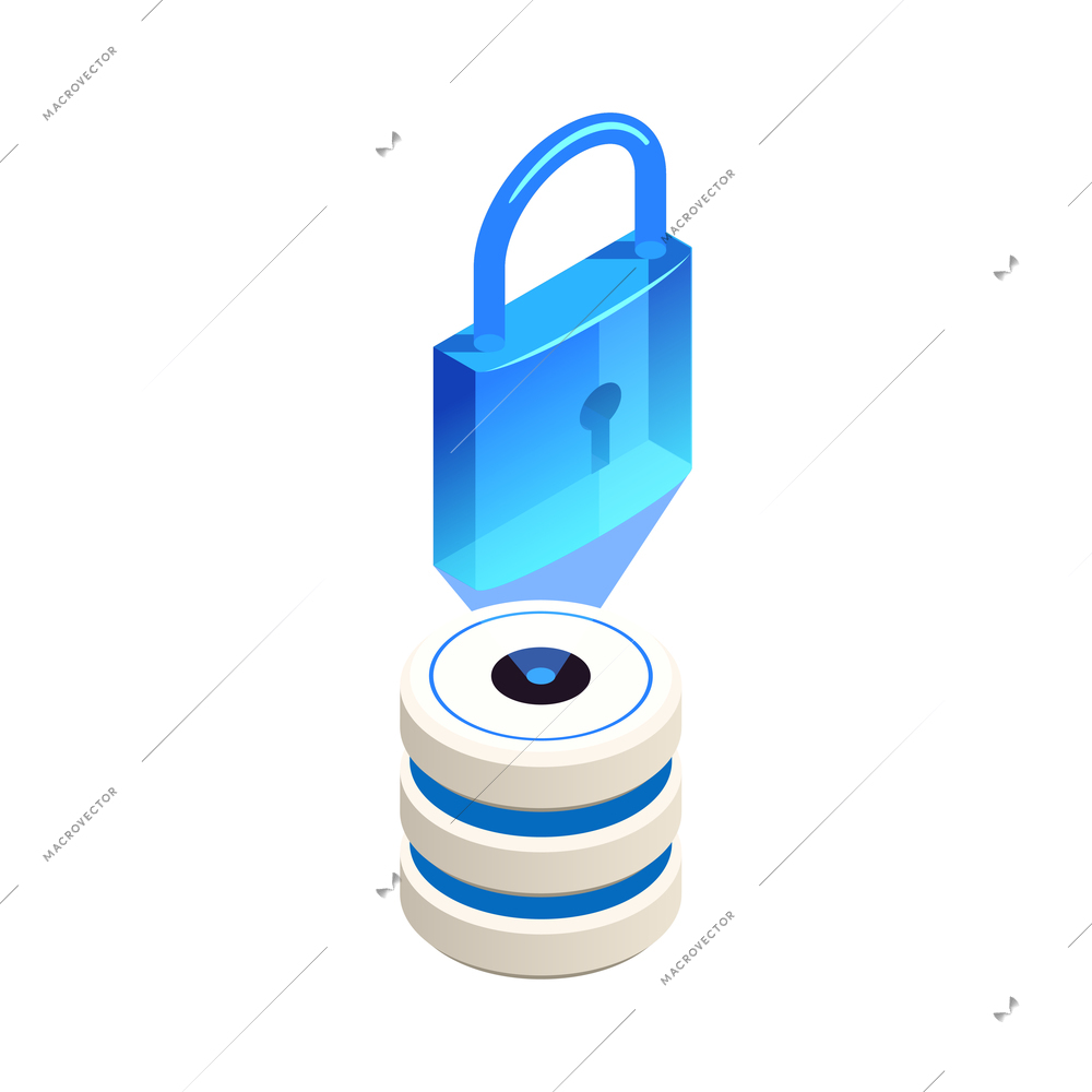 Privacy data protection isometric icon with lock vector illustration