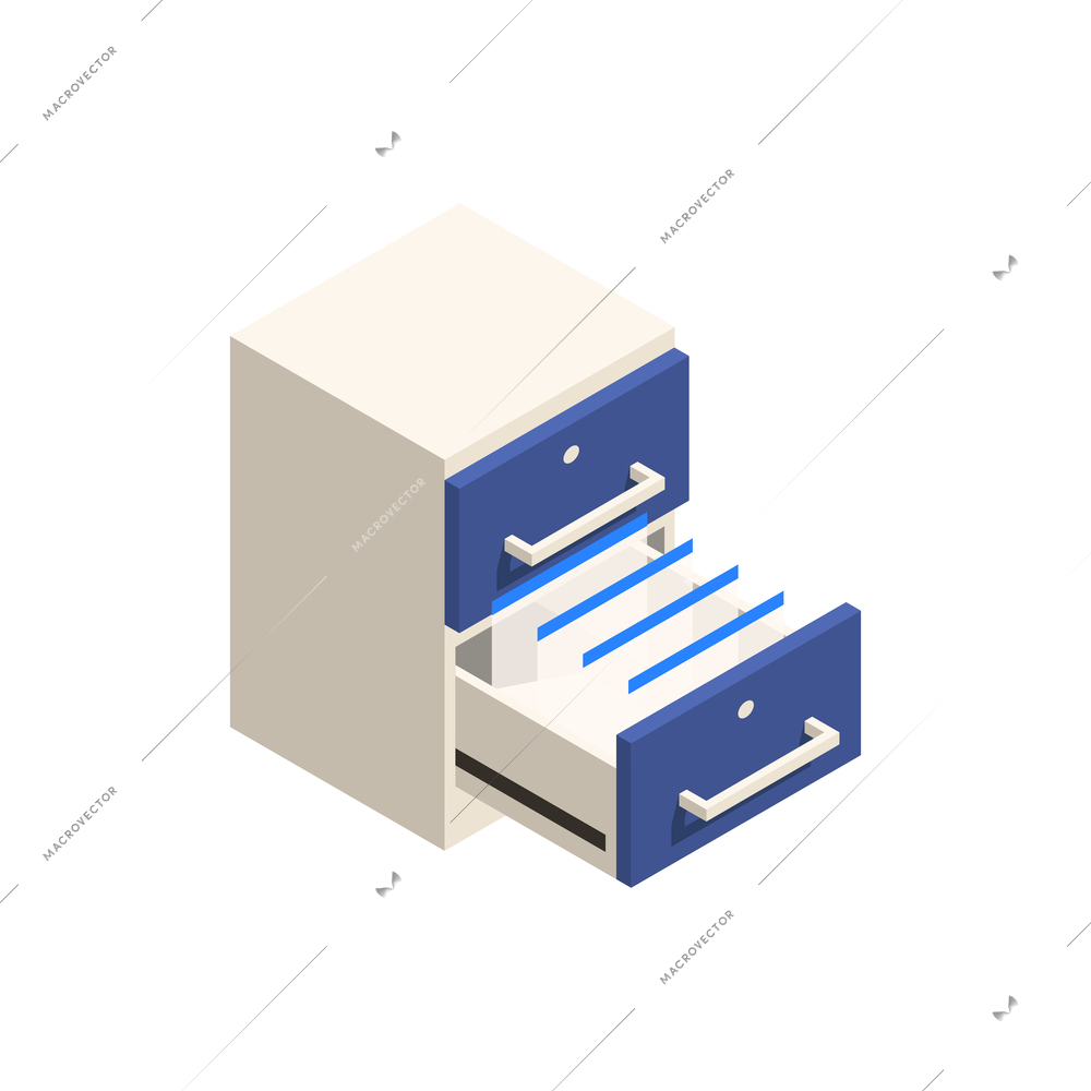 Data protection isometric icon with sorted files in cabinet 3d vector illustration