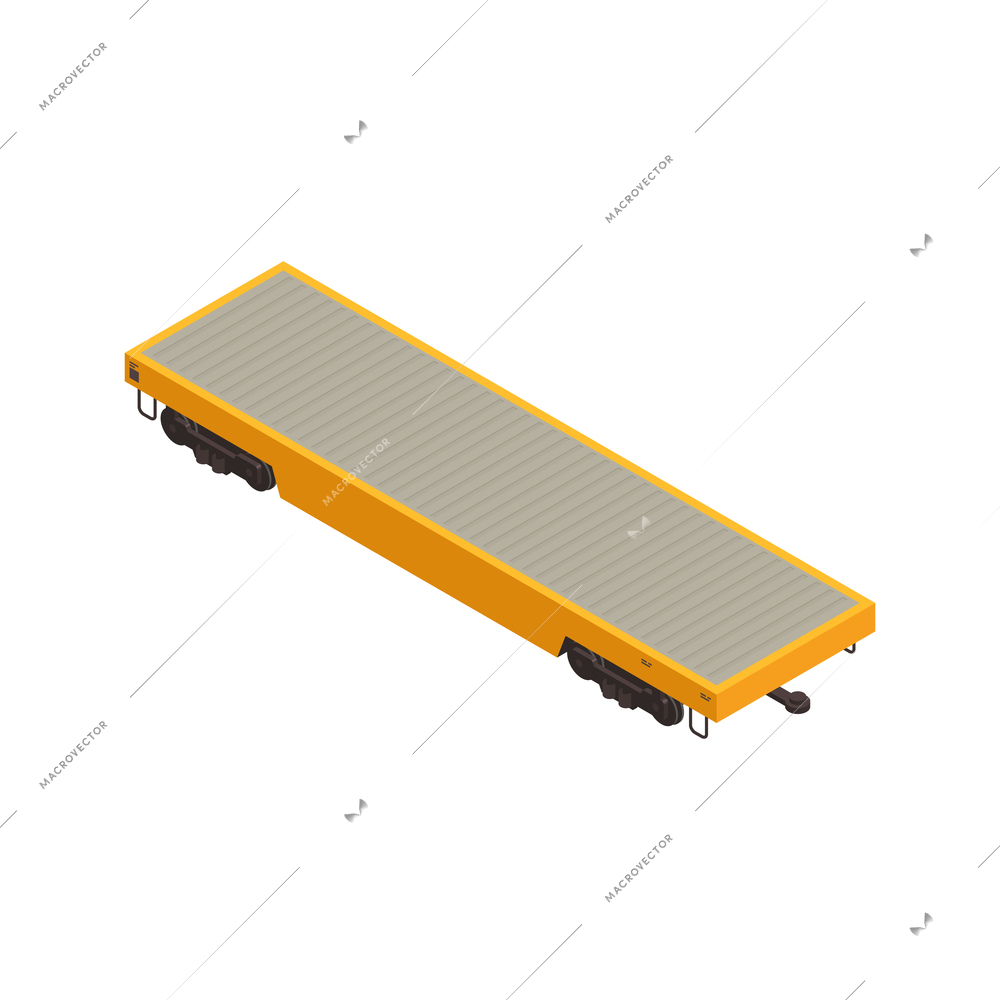 Isometric freight train platform for cargo transportation 3d vector illustration