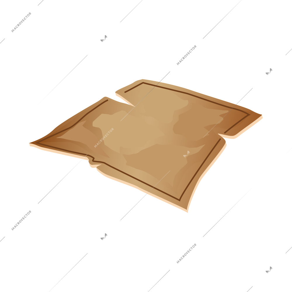 Torn old parchment on white background cartoon vector illustration