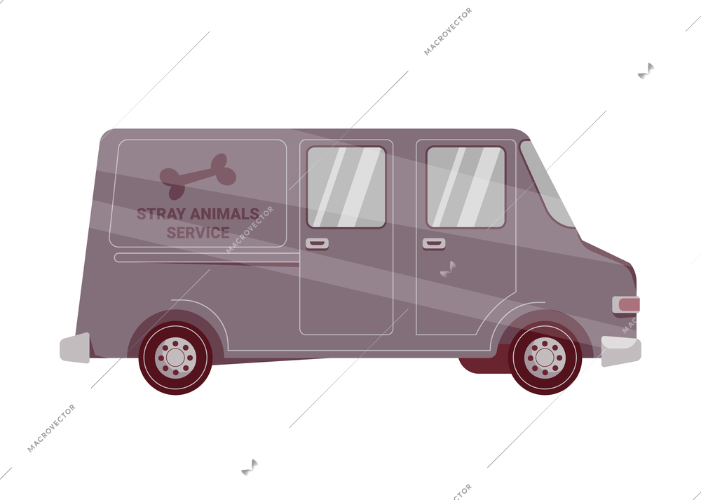 Stray animal service van side view flat vector illustration