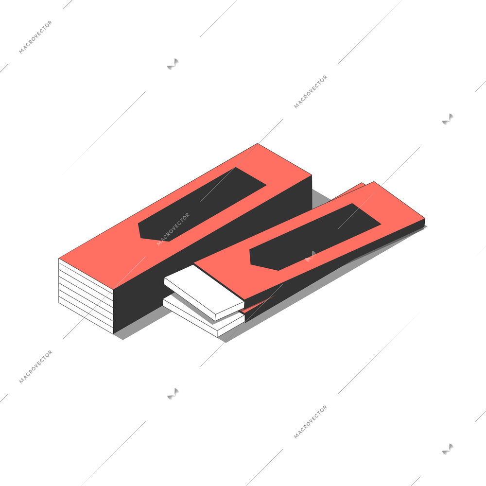 Isometric icon with sticks of chewing gum 3d vector illustration