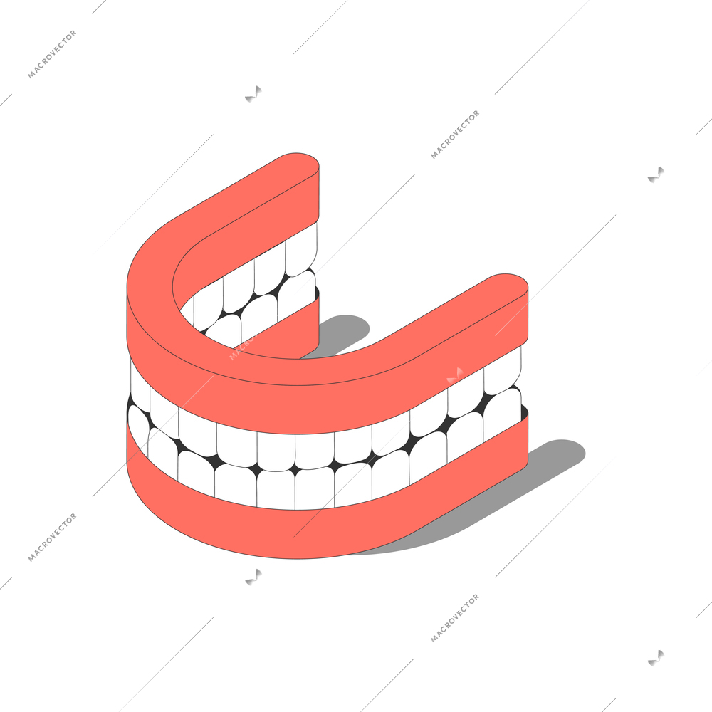 Dentistry isometric icon with dental prosthesis 3d vector illustration
