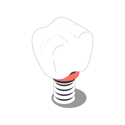 Isometric icon with human tooth on dental post 3d vector illustration