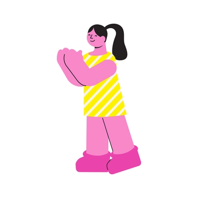 Body positive icon with flat cheerful female character vector illustration
