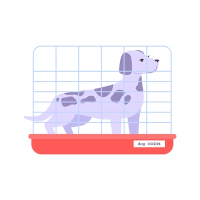 Animal testing flat icon with laboratory dog in cage vector illustration