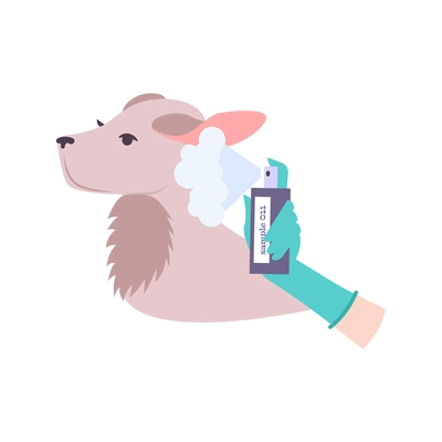 Experiments on animals icon with perfume sample being tested on dog flat vector illustration