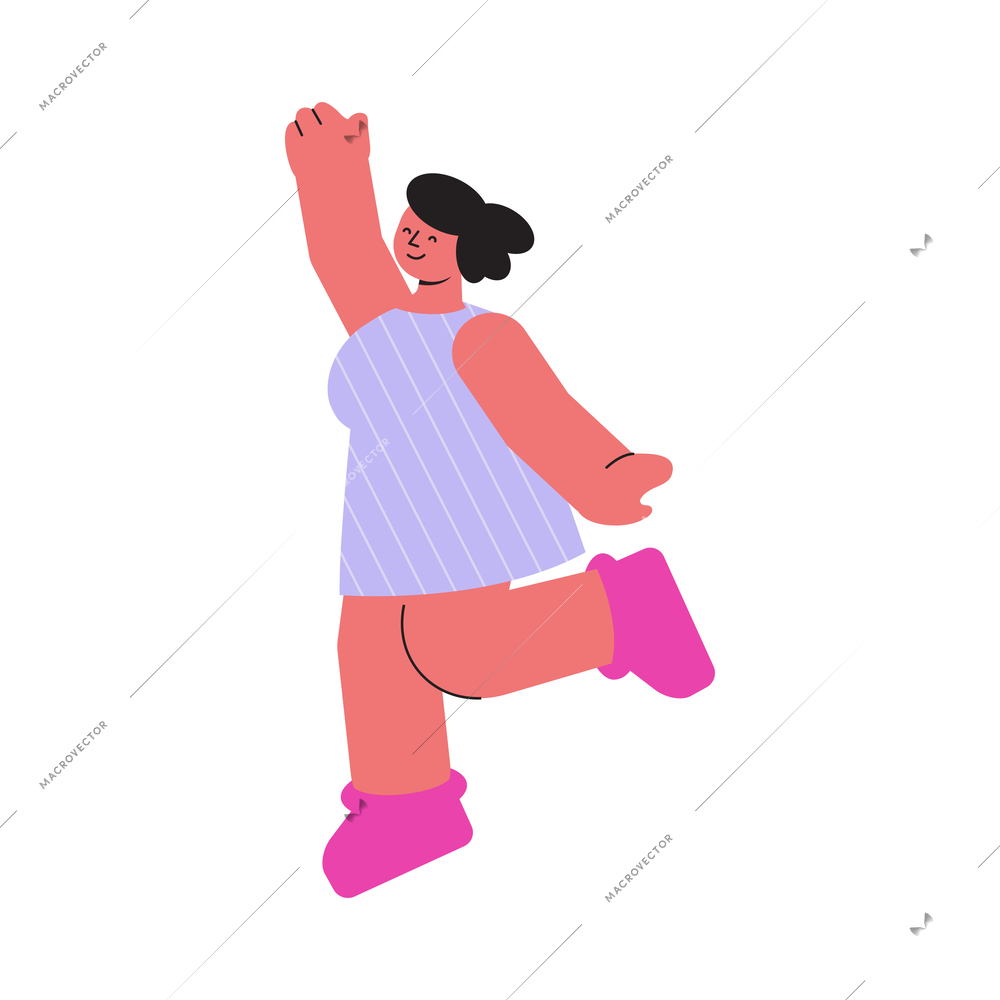 Body positive flat icon with cheerful woman vector illustration