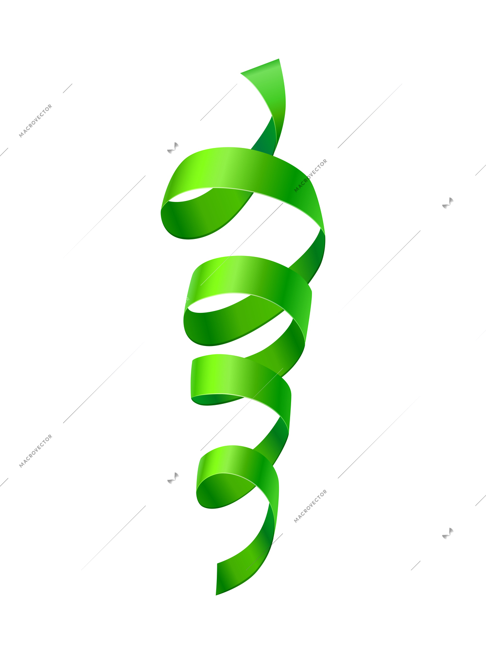 Realistic twisted paper streamer in green color vector illustration