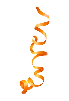 Realistic twisted orange streamer ribbon vector illustration