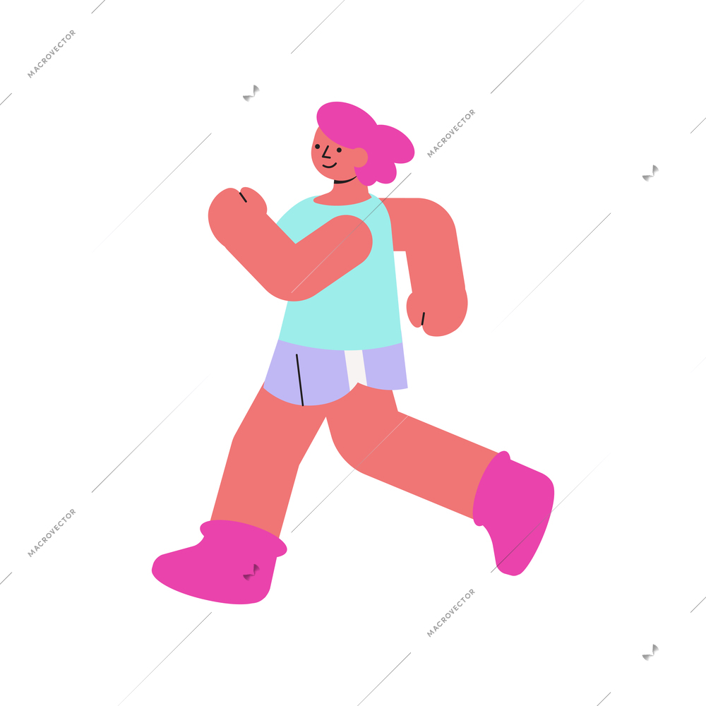 Flat icon with walking happy body positive woman vector illustration