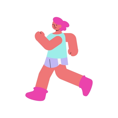 Flat icon with walking happy body positive woman vector illustration