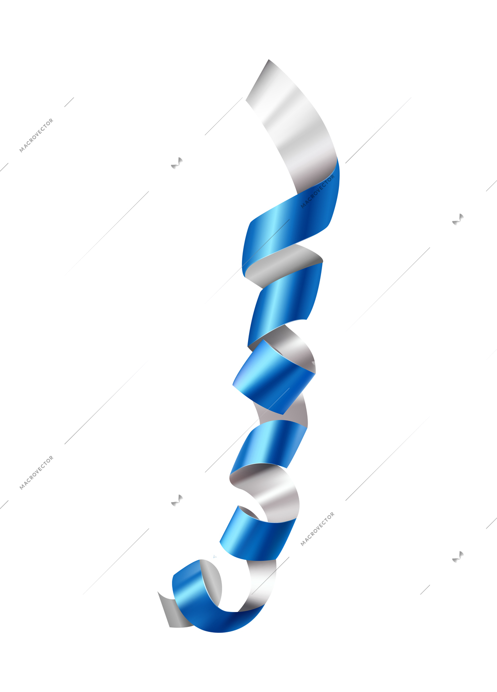 Realistic shiny blue serpentine ribbon on white background vector illustration