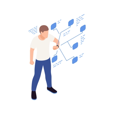 Internet of things isometric icon with man using smart watch 3d vector illustration