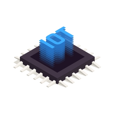 Internet of things iot isometric icon with image of microprocessor 3d vector illustration