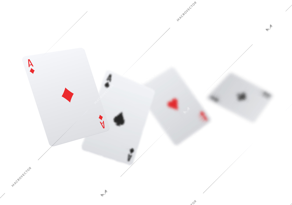 Poker realistic composition with blurred cards of four suits vector illustration