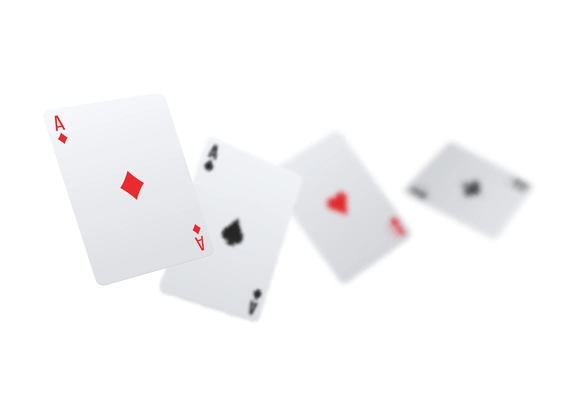 Poker realistic composition with blurred cards of four suits vector illustration