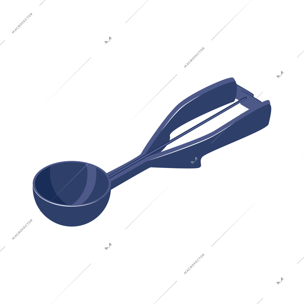 Empty blue ice cream scoop on white background 3d isometric vector illustration