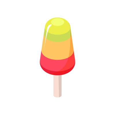 Colorful ice cream pop on stick isometric icon vector illustration