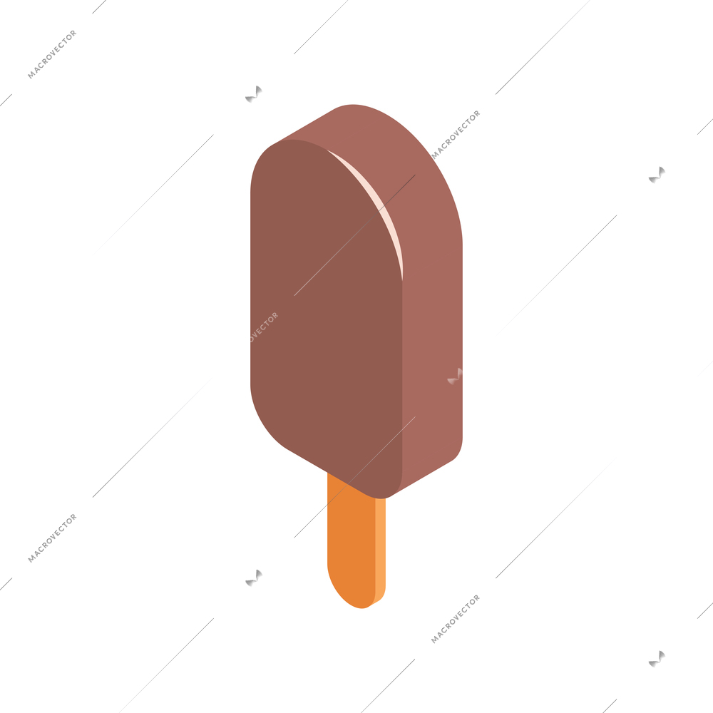 Isometric icon with chocolate ice cream bar 3d vector illustration