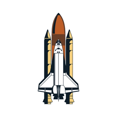 Color hand drawn spaceship on blank background vector illustration