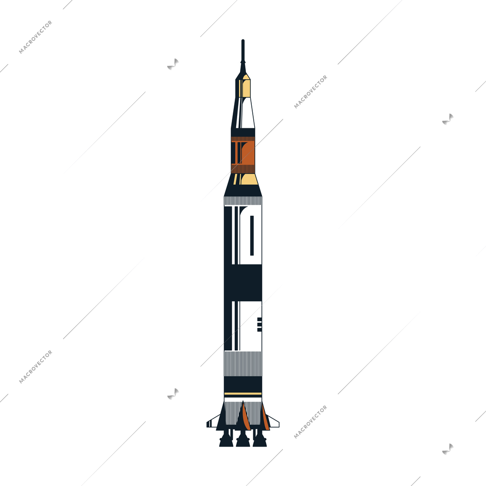 Color hand drawn rocket on white background vector illustration