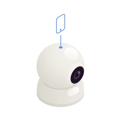 Internet of things isometric icon with white surveillance camera 3d vector illustration