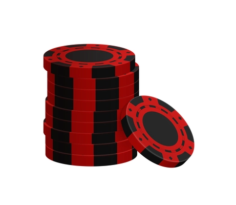 Realistic stack of black and red casino chips vector illustration
