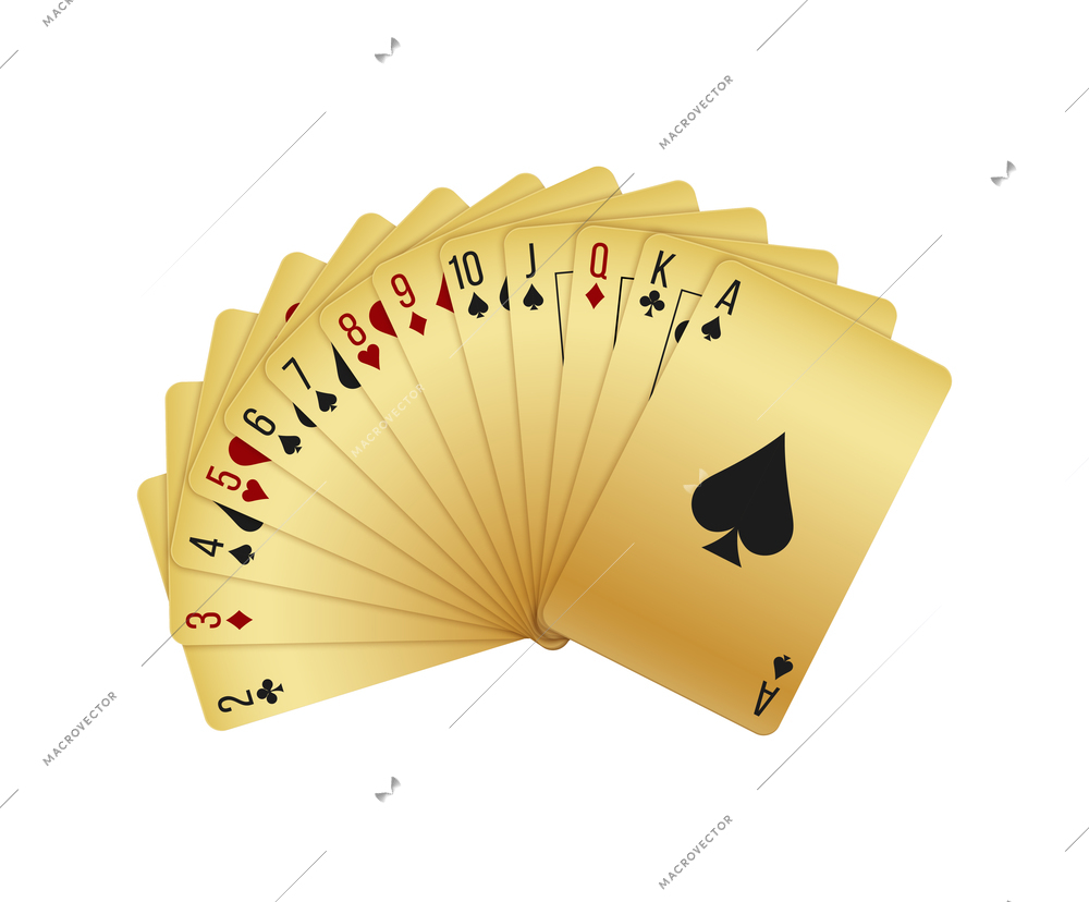 Realistic playing cards deck with ace of spades vector illustration