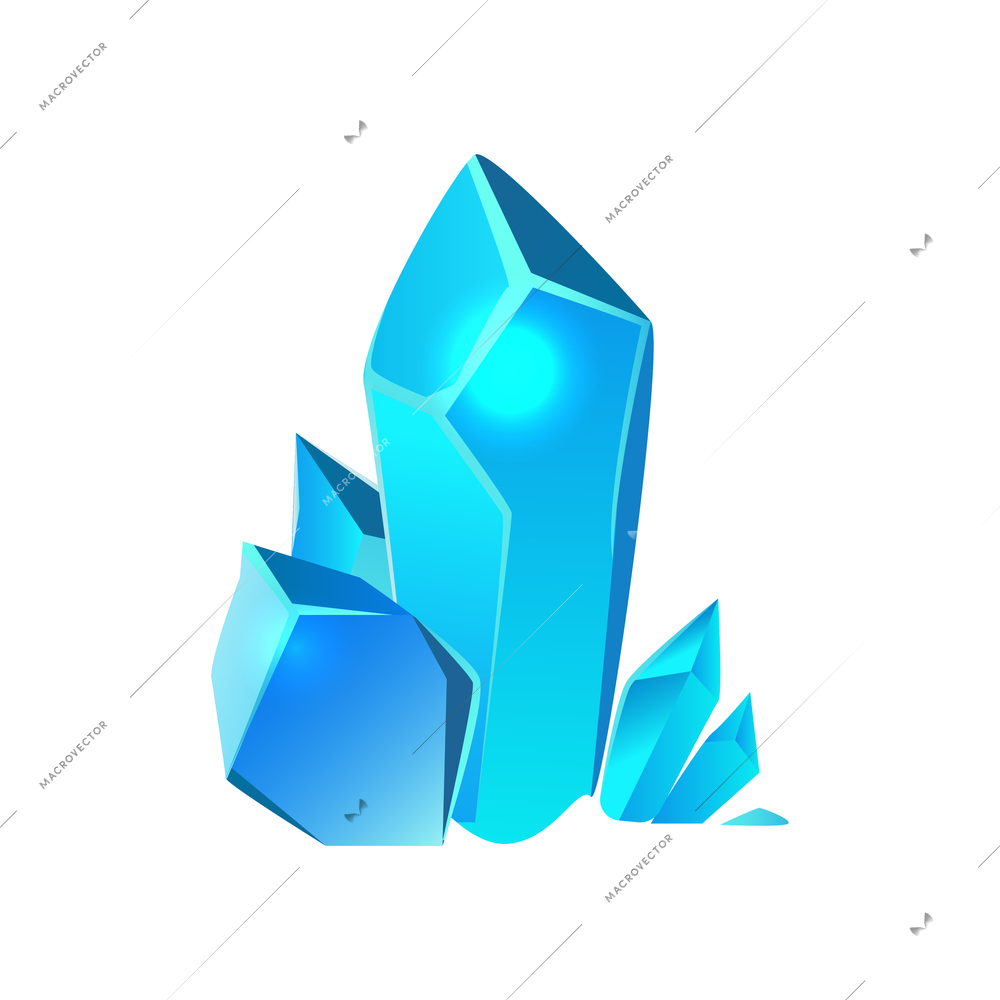 Cartoon blue crystals for game app vector illustration