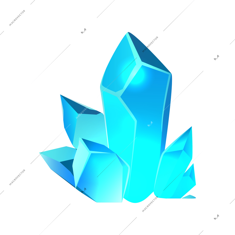 Cartoon icon with blue minerals for game app vector illustration